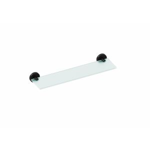 JIKA SKLENĚNÁ POLIČKA VČETNĚ DRŽÁKŮ 400 MM, MATNÉ SKLO/ČERNÁ MATNÁ, MIO STYLE