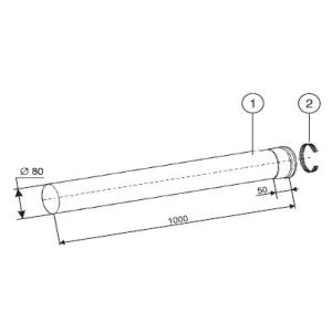Protherm T2 Predlženie 80mm    1m