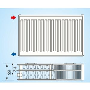 Radiátor KORAD SK 33K 600x  800     970W 2xDrziak (vodt) RAL8029