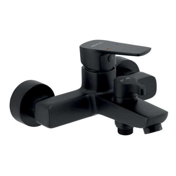 Bat.METALIA 58 Čierna matná Vaňová nástenná 150mm 58020,5 s príslušenstvom