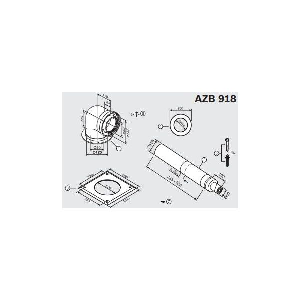 Junkers Bosch AZB 918 rura l=530mm s ukončením,koleno