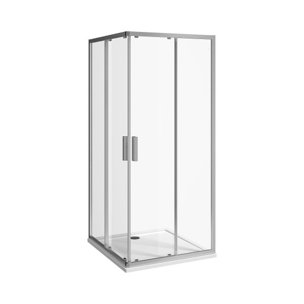 JIKA SPRCHOVÝ KOUT 900 MM ČTVEREC, STŘÍBRNÝ LESKLÝ PROFIL, 6 MM TRANSPARENTNÍ SK