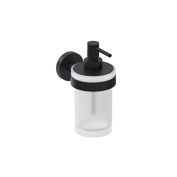 JIKA DRŽÁK SE SKLENĚNÝM DÁVKOVAČEM MÝDLA 200 ML, MATNÉ SKLO/ČERNÁ MATNÁ, MIO STY